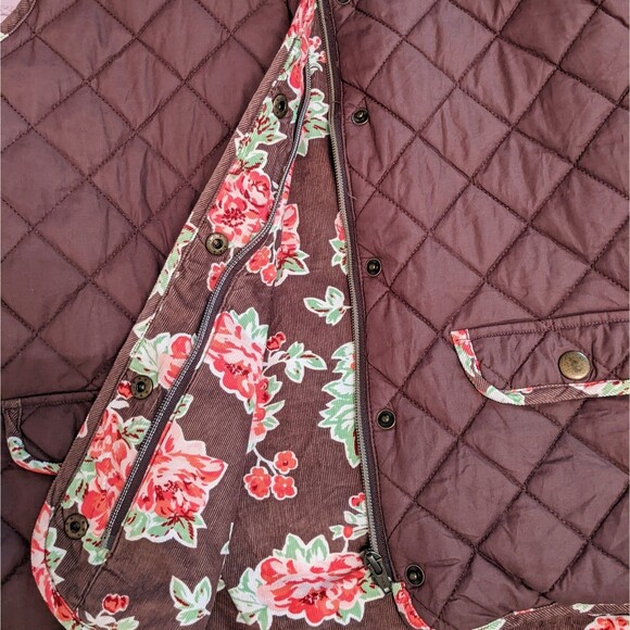 Matilda Jane Sydney Reversible Quilted Puffer Vest Brown Floral Corduroy  S - Picture 9 of 15